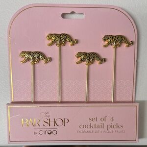 Ciroa Gold Leopard Cocktail Picks Set
